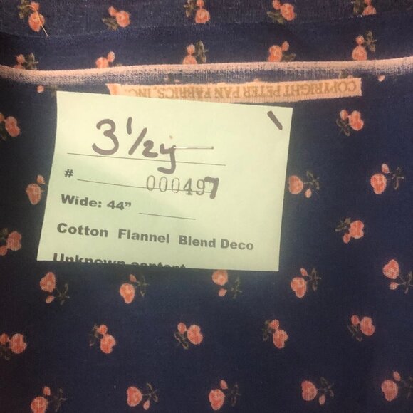 Cotton Blend Fabric Material - 3 1/2 yard Blue Floral #497 - Picture 4 of 4